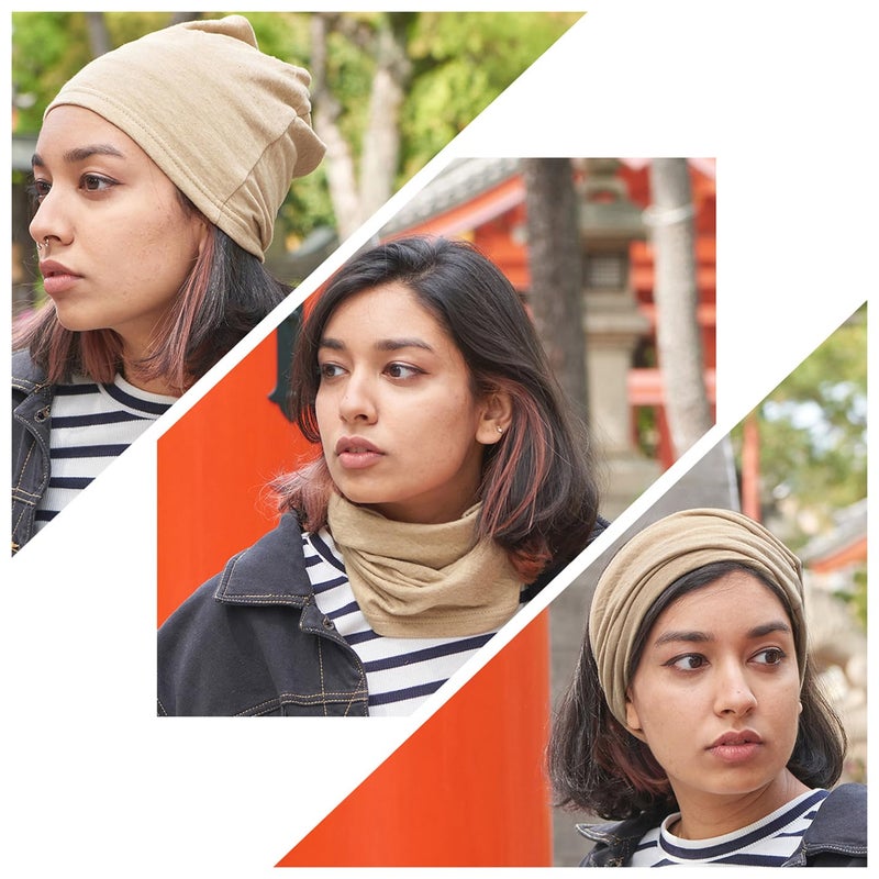 CHARM Neck Warmer for Women and Men - Warm Organic Cotton Headbands Made in Japan Ear Beanie Head Band Dark Gray - Image 2